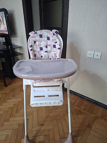 Uşaq yemək stulu – Baby Home - Rəng: ağ çərçivə, pudra/boz-bej — 3