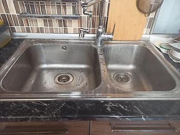 İşlənmiş Düzbucaqlı Mətbəx çanağı, Şkafsız, Paslanmaz polad — 1