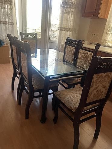 balkon masasi: Mətbəx üçün, Açılmayan, Dördbucaq masa, 6 stul — 3