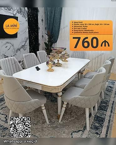 gaming oturacaq: Qonaq otağı üçün, Açılan, Dördbucaq masa, 6 stul — 1