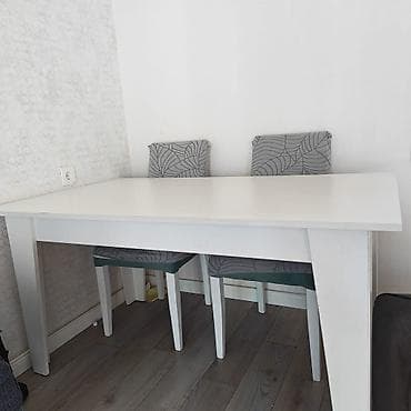 Ağ rəngli yemək/iş masası - Minimalist, müasir dizayn: düz — 1