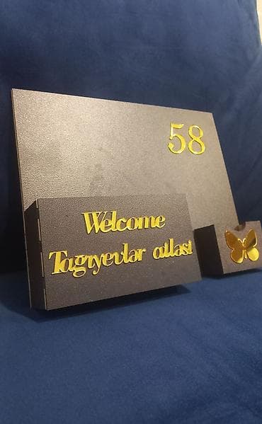 Qapı üçün dekorativ tablo və poçt/qutu dəsti istəyə uyğun