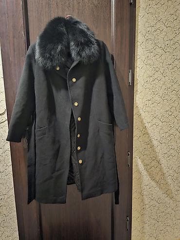 aşbaz geyim: Qadınlar üçün qara palto - Klassik qara rəng, düz kəsim - Böyük — 1