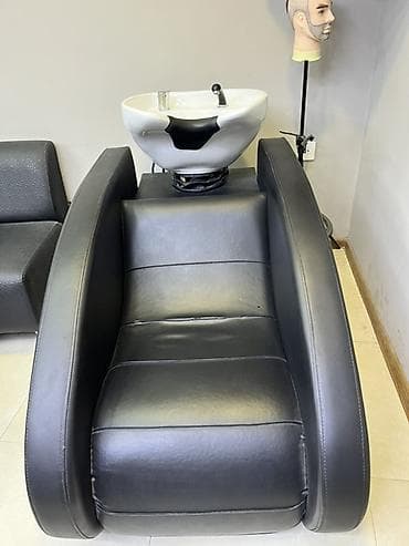 Salon üçün saç yuma kreslosu və keramik lavabo - Ergonomik, dərin — 1