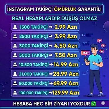 Instagram izləyici xidməti – ömürlük qarantili. Real hesablar, azalma