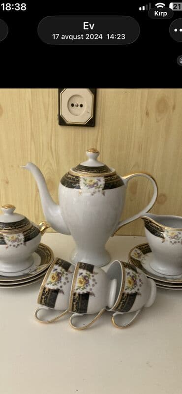 alətlər dəsti: Qəhvə dəsti, rəng - Ağ, Farfor, 6 nəfərlik — 5