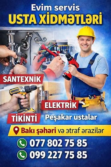 Evim Servis – Usta Xidmətləri Peşəkar ustalar tərəfindən: - Santexnik