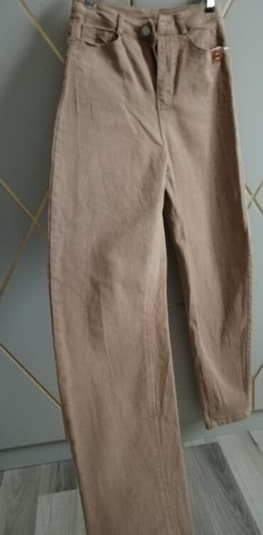 cins şalvar: Qadın üçün klassik mavi cins şalvar - Model: yüksək belli, düz kəsim — 5