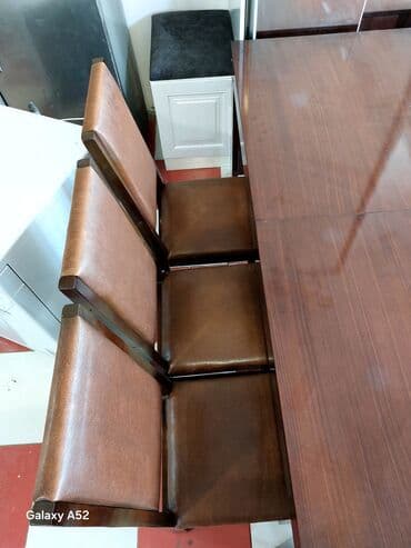 mətbəx stullari: Qonaq otağı üçün, İşlənmiş, Açılan, Dördbucaq masa, 6 stul — 5