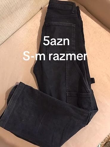 etekler: Qadın geyim dəsti – S-M razmer - Qara şalvar: rahat kəsim, arxa — 1