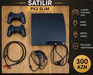 sony 7c: PS3 Slim oyun konsolu satılır. Komplekt: - PS3 Slim konsol - 2 ədəd — 2