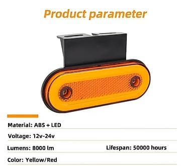 traktor qoşqu: LED yan işıq/marker lampası – 12V–24V - Material: ABS korpus + LED - — 2