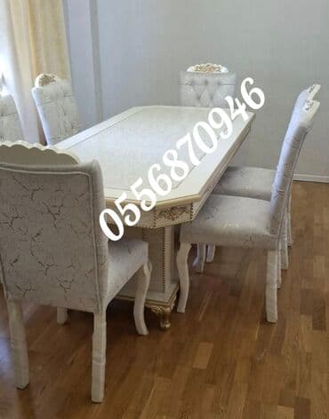 ders masaları: Qonaq otağı üçün, Yeni, Açılmayan, Dördbucaq masa, 6 stul — 7