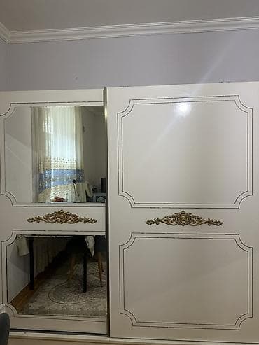 paltar şkaf: 2 qapılı, Güzgülü, Ağ, Digər material, Kupe, Düz dolab — 3