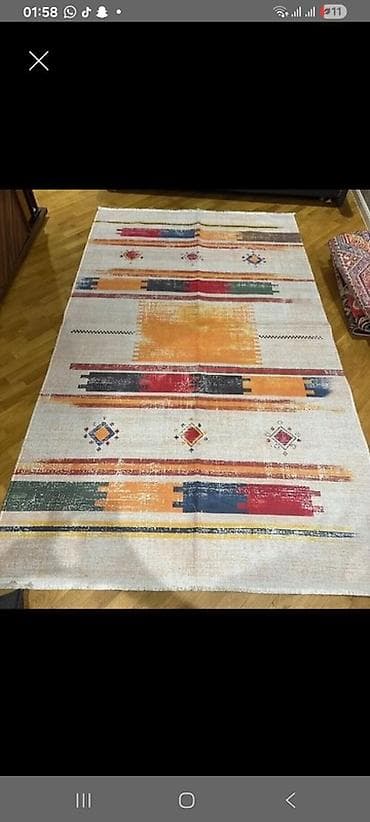 tekstil: Bohem tərzli dekorativ xalça 3ün 4də - Dizayn: Bej əsas fon üzərində — 1