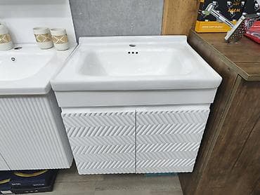 akustik panel: Asma vann otağı dolabı ilə keramik lavabosu - Üst hissə: geniş, dərin — 2