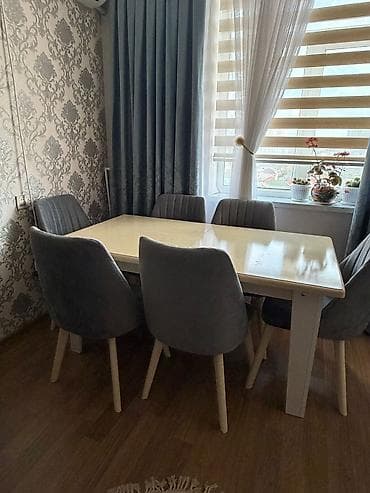 plasmas oturacaqlar: Qonaq otağı üçün, Açılan, Dördbucaq masa, 6 stul — 2