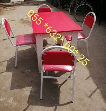 stol stul işlenmiş: Yeni, Künc masa, Açılmayan, Stullar ilə, Metal, Azərbaycan — 20