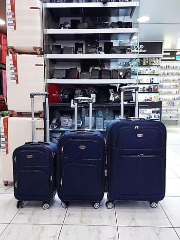 camadan: 3-lü səyahət çamadan dəsti – tünd mavi - Set: 20", 24", 28" ölçülü üç — 1