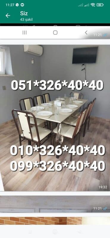 Masa və oturacaq dəstləri: Qonaq otağı üçün, Yeni, Açılan, Dördbucaq masa, 6 stul — 26