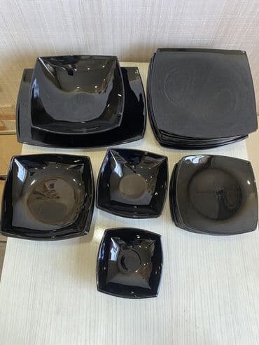 servislər: Nahar dəsti, rəng - Qara, Şüşə — 1