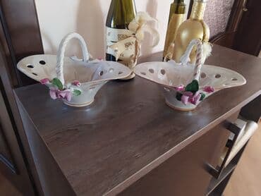 qablar cehizlik: İki ədəd dekorativ porselen səbət - Material: parlaq porselen - Rəng — 1