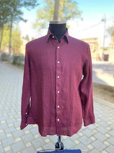 kapsonlu koynekler: Kişi üçün uzunqol kətan köynəklər - Material: 100% kətan (nəfəsalan — 7