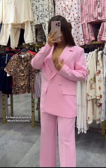 купальники в баку: Maxin kostyumu – pastel çəhrayı rəngdə qadın kostyum dəsti. - İki — 1