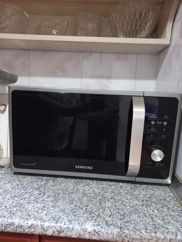 Duxovkalar: Mikrodalğalı soba Samsung, Ayrıca dayanan, Mikrodalğalar ilə, rəng - Gümüşü, İşlənmiş — 1