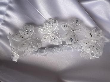 Uşaq üçün zərif baş bantı - Rəng: ağ - Material: şəffaf tül və atlas