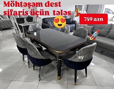 sdollar: Qonaq otağı üçün, Açılmayan, Dördbucaq masa, 6 stul — 1