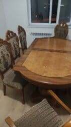 tek neferlik yataq: Qonaq otağı üçün, İşlənmiş, Açılan, Dördbucaq masa, 8 stul — 7