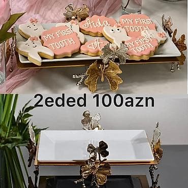 keramika qablar: Tort və şiriniyyat qabı, rəng - Ağ, Keramika — 1