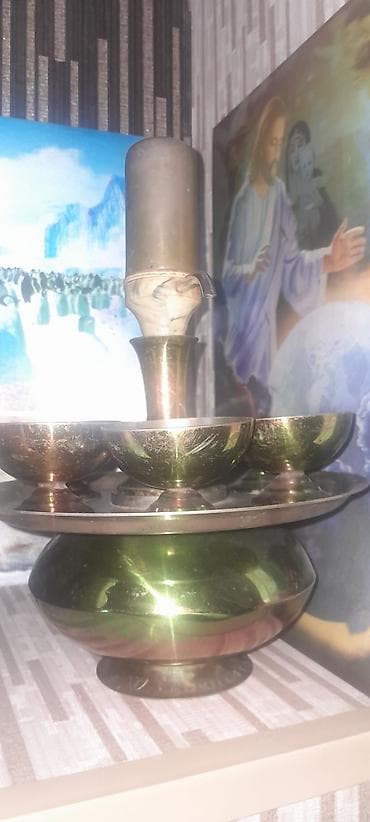 Mis qədəh dəsti və mərkəzi sürahili-badya - Material: mis/latun — 3