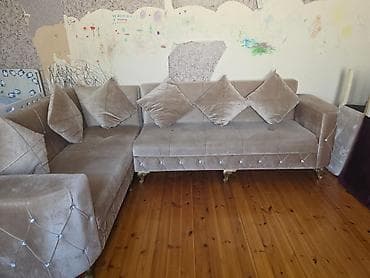 Künc divan, İşlənmiş, Açılan, Bazalı, Vеlur parça, Çatdırılma yoxdur