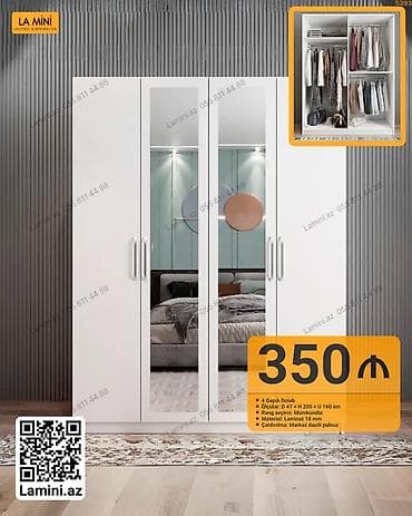4 qapılı, Güzgülü, Digər rəng, Digər material, Açılan, Düz dolab lalafo.az -da 4 qapılı, Güzgülü, Digər rəng, Digər material, Açılan, Düz dolab