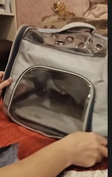 Heyvanlar üçün mallar: Ev heyvanları üçün daşıma çantası/backpack tipli daşıyıcı. Açıq boz — 6