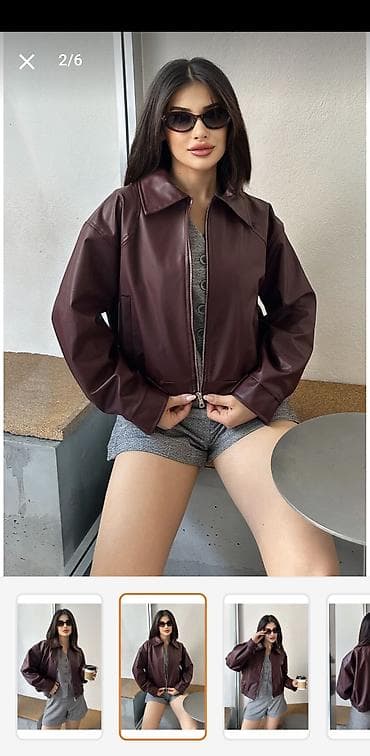 cins kombinezonlar: YENİ‼️‼️Qadınlar üçün qısa dəri gödəkçə - Rəng: tünd qəhvəyi (bordo — 2