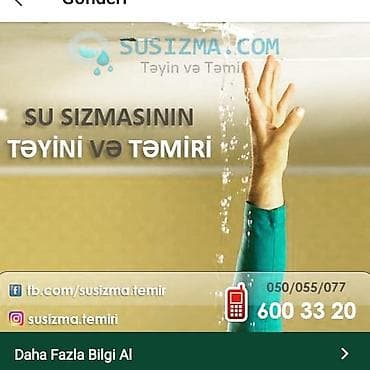 Su sızmasının təyini və təmiri xidməti - Boru xətlərində lalafo.az -da Su sızmasının təyini və təmiri xidməti - Boru xətlərində