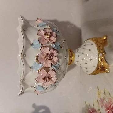 Zərif bəzəkli porselen vaz/meyvə qab - Material: yüksək keyfiyyətli — 2