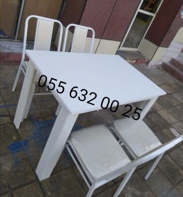 stol stul işlenmiş: Yeni, Künc masa, Açılmayan, Stullar ilə, Metal, Azərbaycan — 3