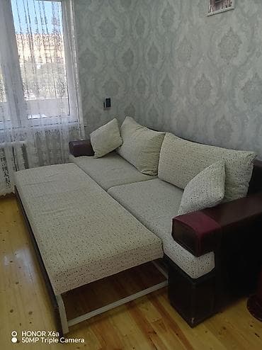 Divanlar: Çevrilən divan (yatan funksiyalı) - Materiallar: krem rəngli, xırda — 4