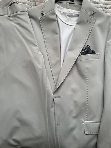 kurtka turk dilinde: Kişi kostyum dəsti – açıq boz rəng - İki hissə: pencək və şalvar - — 1