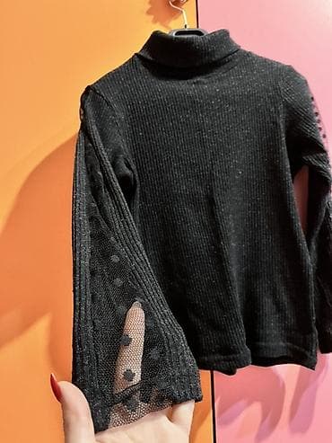 Cinslər və şalvarlar: Qız uşaqları üçün qara rəngli golf köynək - Model: uzunqol, balıqçı — 3