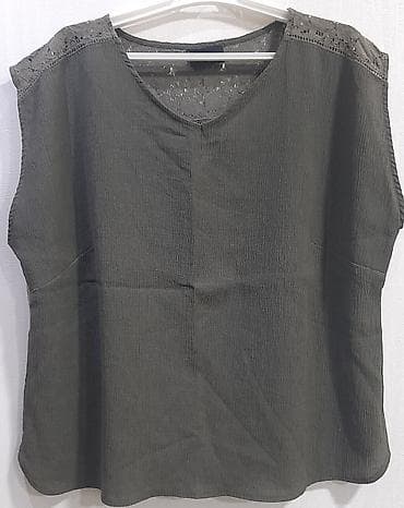 işlenmiş mebel: Zizzi qadın bluzası - Rəng: zeytun-yaşıl - Model: qolsuz, rahat kəsim — 1