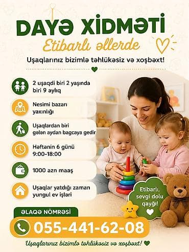 Dayə xidməti – Etibarlı əllərdə Uşaqlarınız bizimlə təhlükəsiz və