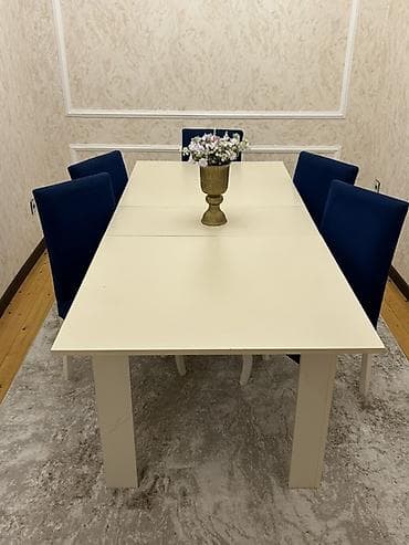 Qonaq otağı üçün, İşlənmiş, Açılan, Dördbucaq masa, 6 stul