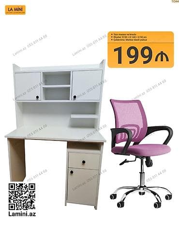 is stolu: Yazı masası və kreslo dəsti - Komplekt: üst dolablı yazı masası + — 2