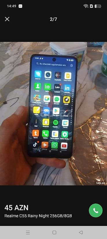 iphone x problemleri: Realme C55, 256 GB, rəng - Gümüşü, Sensor — 4