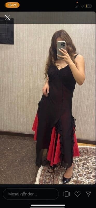 qara qisa don modelleri: Qara-qırmızı rəngli zərif gecə/ rəqs paltarı - Model: nazik qoşmalı — 1